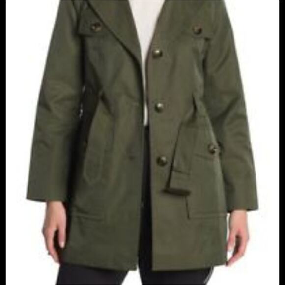 NWT London Fog ladies olive green button up trench coat jacket size small - Picture 2 of 12